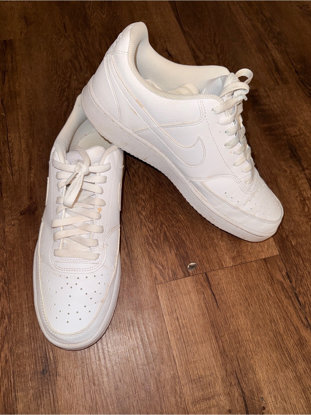 Nike Men’s All-White Low-Top Leather Sneakers